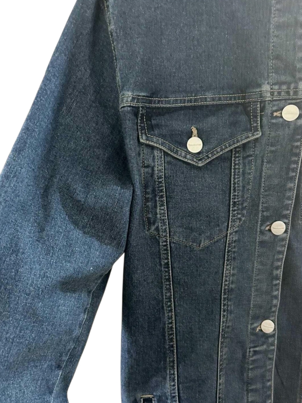 Classic Long Dark Indigo Denim Jacket - Picture 4 of 6